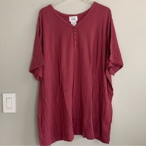 New Women’s Only Necessities Plus 3X Burgundy Red Wine Short Sleeve Light Shirt